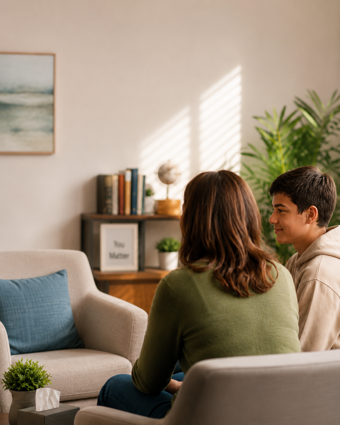 Teen participating in a psychiatric evaluation