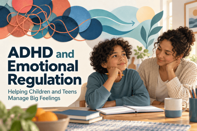 Child and therapist discussing emotional regulation and ADHD management.